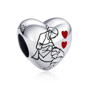 S925 sterling silver beaded DIY pendant love