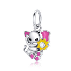 S925 sterling silver beaded DIY pendant baby elephant