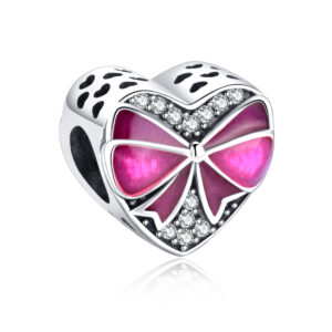 S925 sterling silver beaded DIY pendant love bow