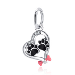 S925 Sterling Silver Beaded DIY Pendant Pet Paw Print