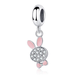 S925 sterling silver beaded DIY pendant bunny