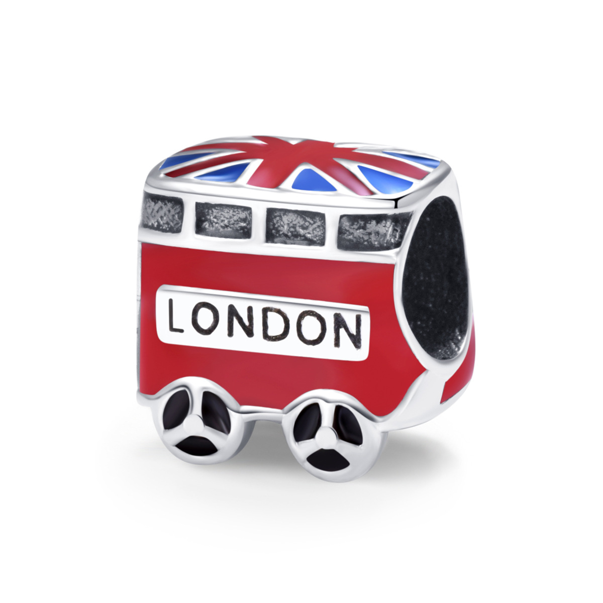 S925 Sterling Silver Beaded DIY Pendant Car Bus