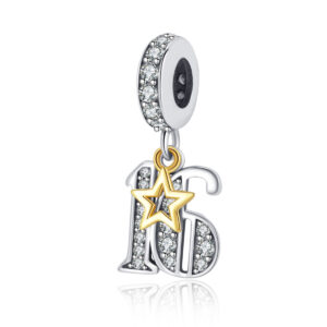 S925 Sterling Silver Beaded DIY Pendant Number 16