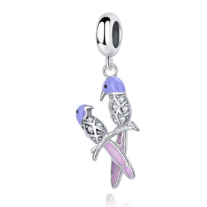 S925 Sterling Silver Beaded DIY Pendant Purple Lovebird