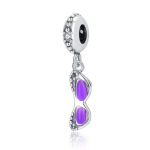 S925 Sterling Silver Beaded DIY Pendant Purple Eyes