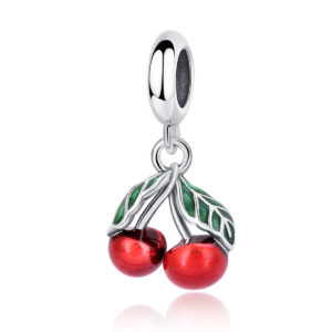 S925 sterling silver beaded DIY pendant cherry