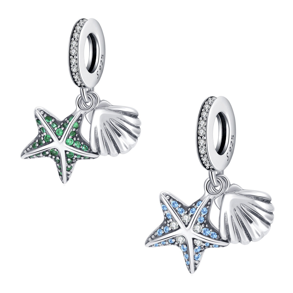 S925 Sterling Silver Beaded DIY Pendant Starfish Shells