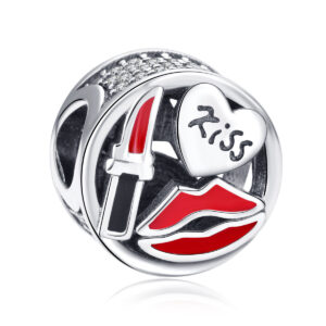 S925 Sterling Silver Beaded DIY Pendant KISS