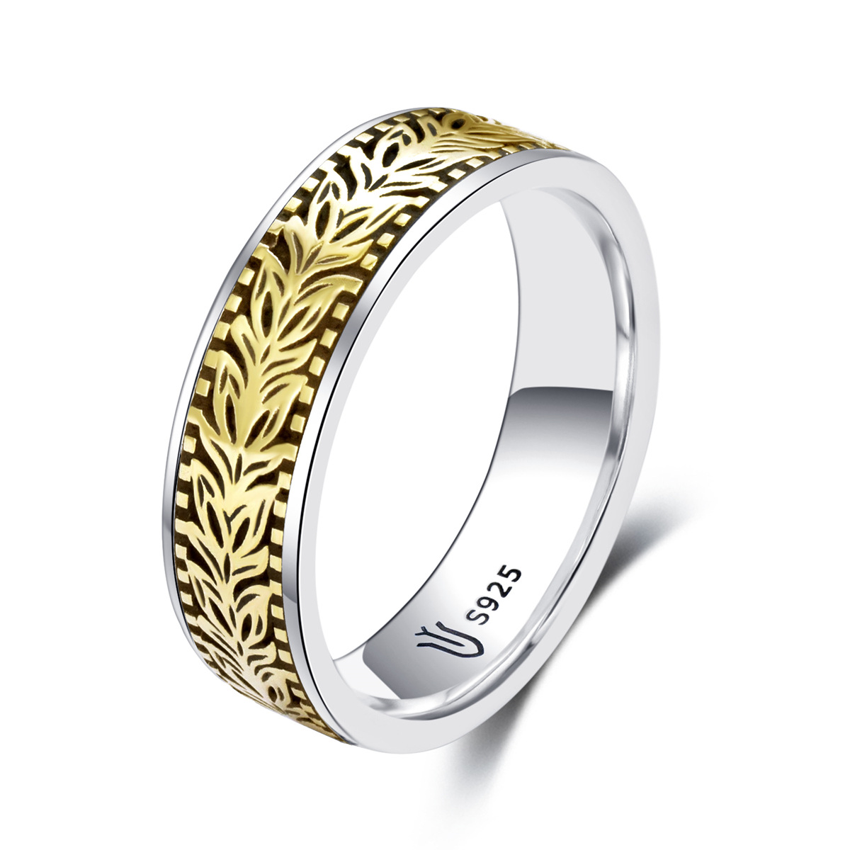 S925 sterling silver couple ring gold craft unisex