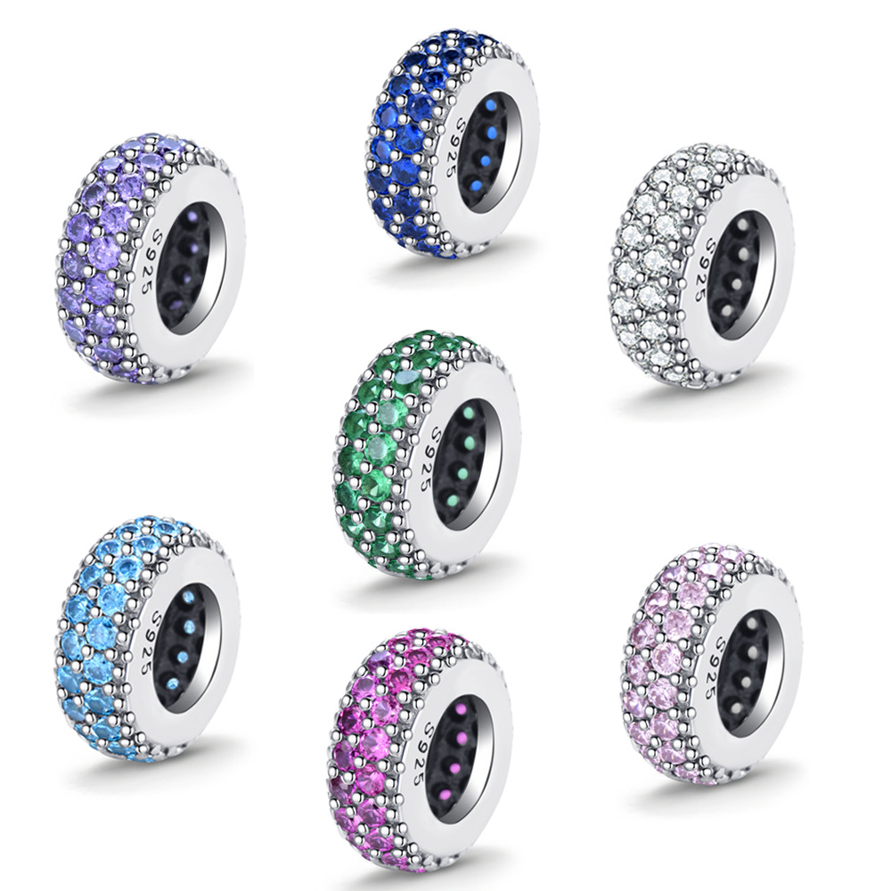 S925 Sterling Silver Beaded DIY Pendant Colored Beads