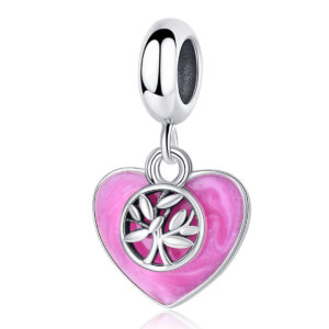 S925 sterling silver beaded DIY pendant heart shaped