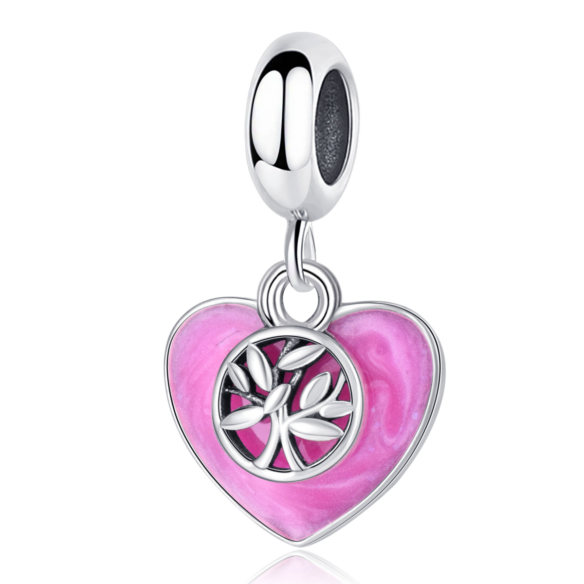 S925 sterling silver beaded DIY pendant heart shaped