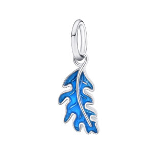 S925 Sterling Silver Beaded DIY Pendant Blue Feathers