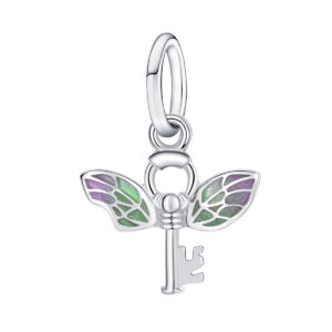 S925 Sterling Silver Beaded DIY Pendant Wing Key