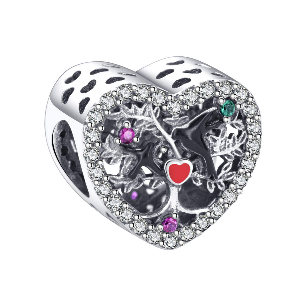 S925 Sterling Silver Beaded DIY Pendant Love Lucky Tree