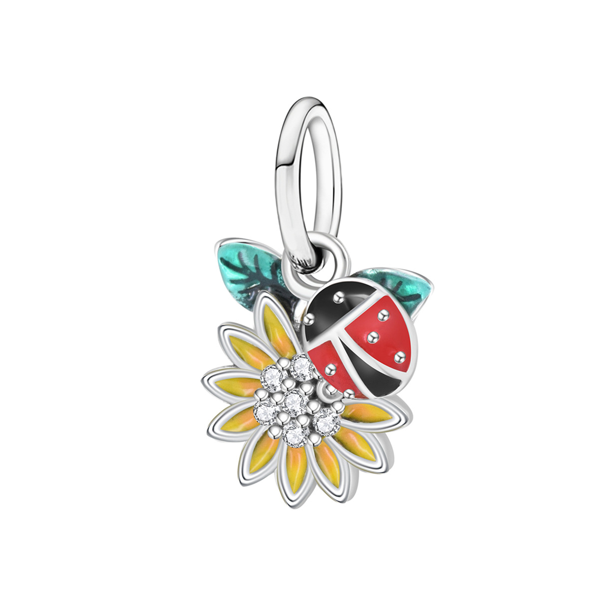 S925 sterling silver beaded DIY pendant seven star ladybug