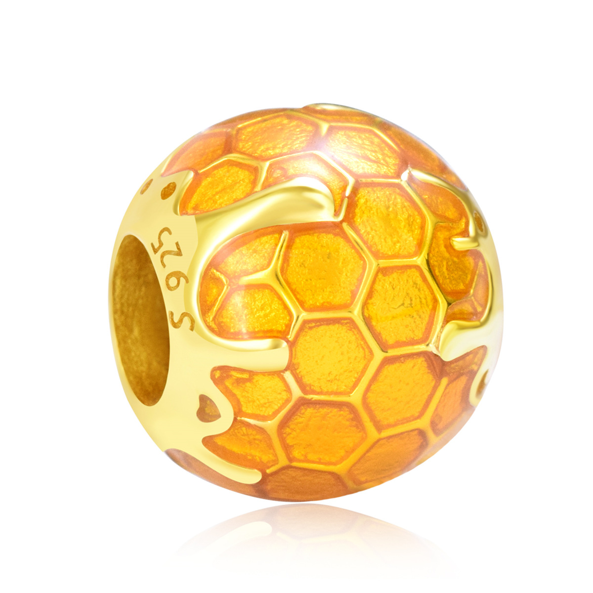 S925 Sterling Silver Beaded DIY Pendant Honeycomb