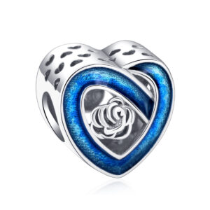 S925 Sterling Silver Beaded DIY Pendant Love Blue Flowers