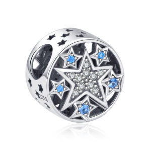 S925 sterling silver beaded DIY pendant blue starry sky
