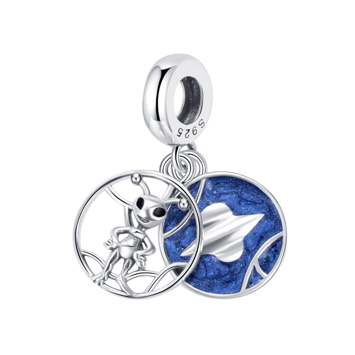 S925 Sterling Silver Beaded DIY Pendant Alien