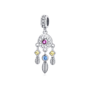 S925 sterling silver beaded DIY pendant tassel leaves