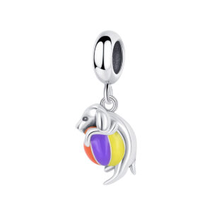 S925 sterling silver beaded DIY pendant colorful puppy