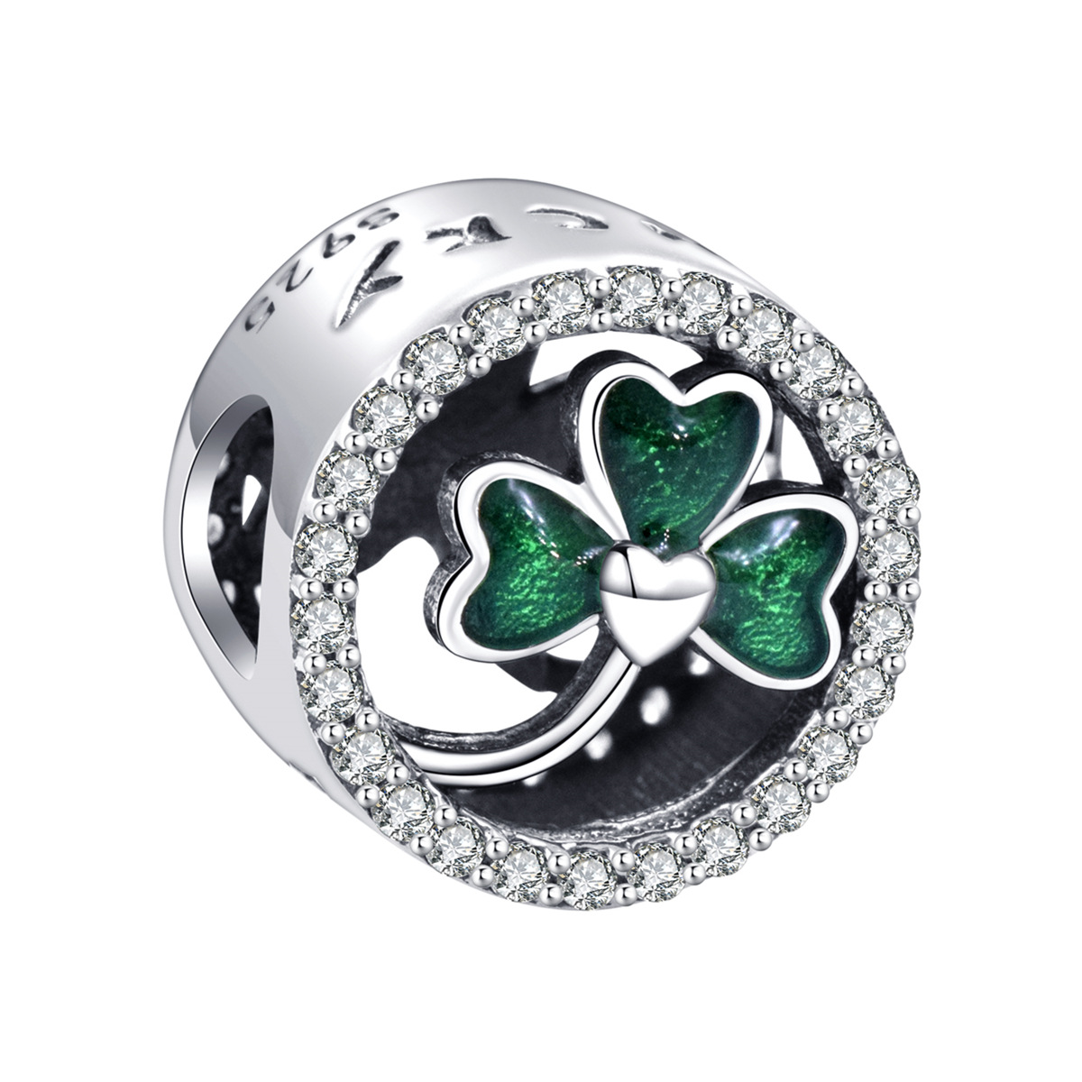 S925 sterling silver beaded DIY pendant clover