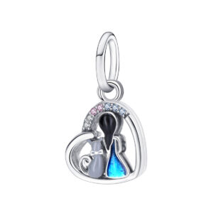 S925 sterling silver beaded DIY pendant love little girl