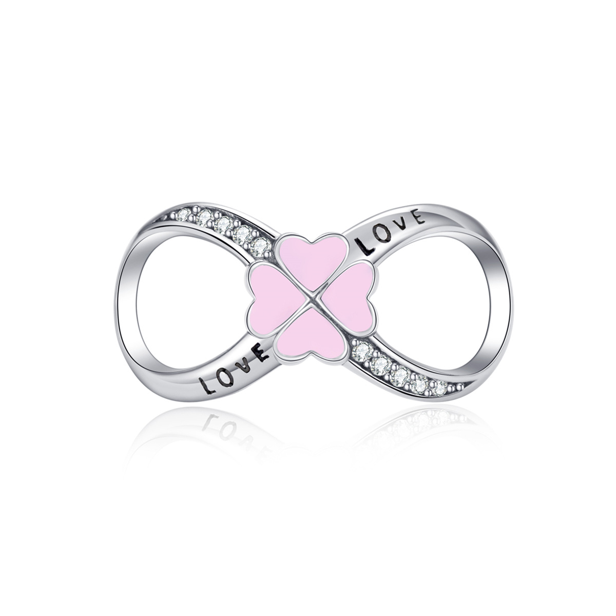 S925 sterling silver beaded DIY pendant figure 8 flowers