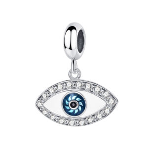 S925 sterling silver beaded DIY pendant with blue eyes