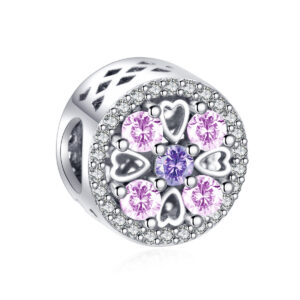 S925 sterling silver beaded DIY pendant love flowers