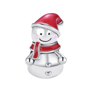 S925 Sterling Silver Beaded DIY Pendant Christmas Snowman