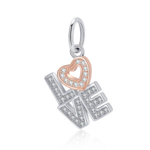 S925 Sterling Silver Beaded DIY Pendant LOVE