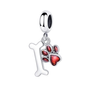 S925 sterling silver beaded DIY pendant paw print