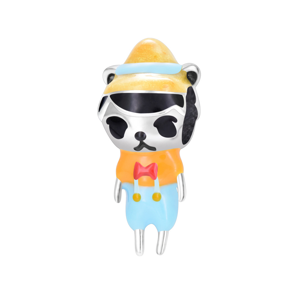 S925 Sterling Silver Beaded DIY Pendant Cartoon Girl