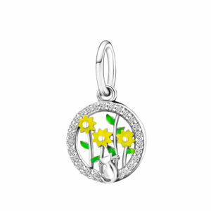 S925 sterling silver beaded DIY pendant sunflower
