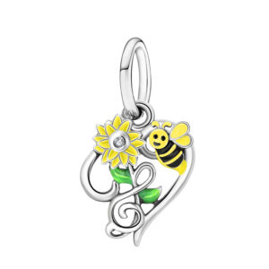 S925 sterling silver beaded DIY pendant sunflower bee