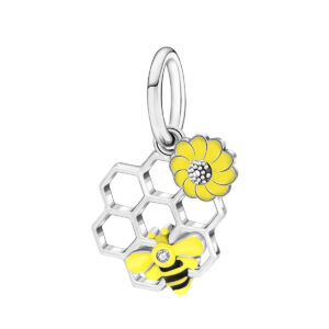 S925 sterling silver beaded DIY pendant little bee