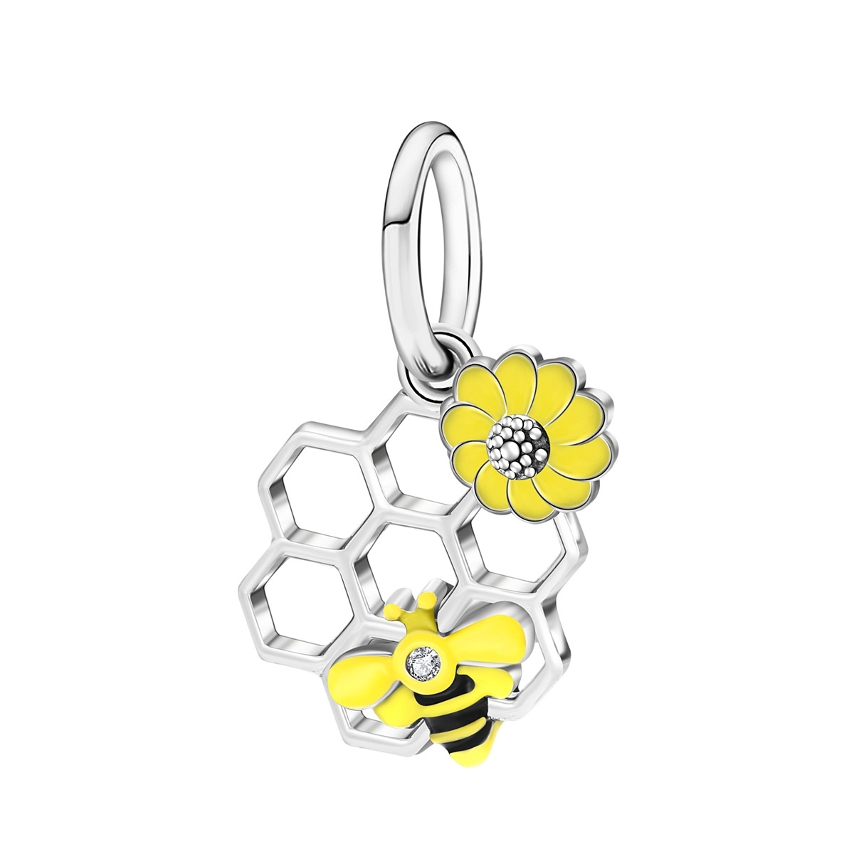 S925 sterling silver beaded DIY pendant little bee
