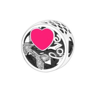 S925 sterling silver beaded DIY pendant hollow heart