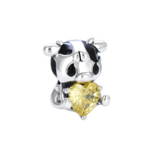 S925 sterling silver beaded DIY pendant cow