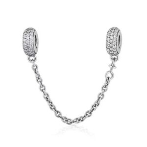 S925 sterling silver beaded DIY pendant small tire safety chain