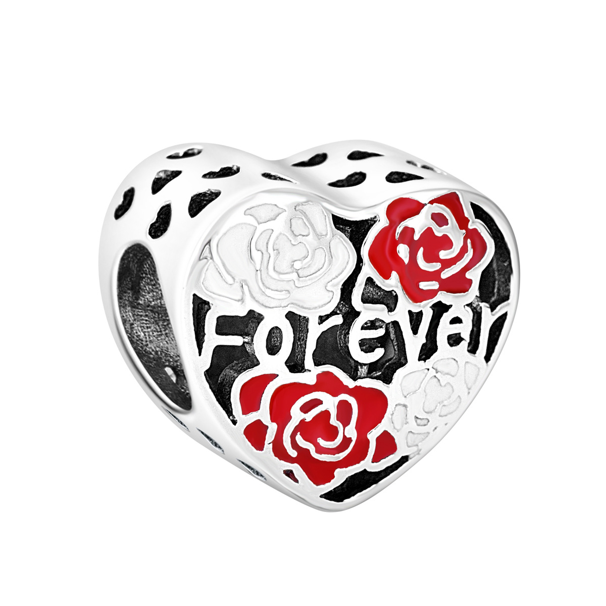 S925 sterling silver beaded DIY pendant rose