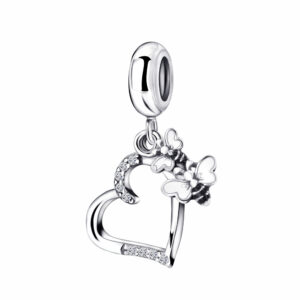 S925 sterling silver beaded DIY pendant heart shaped bee