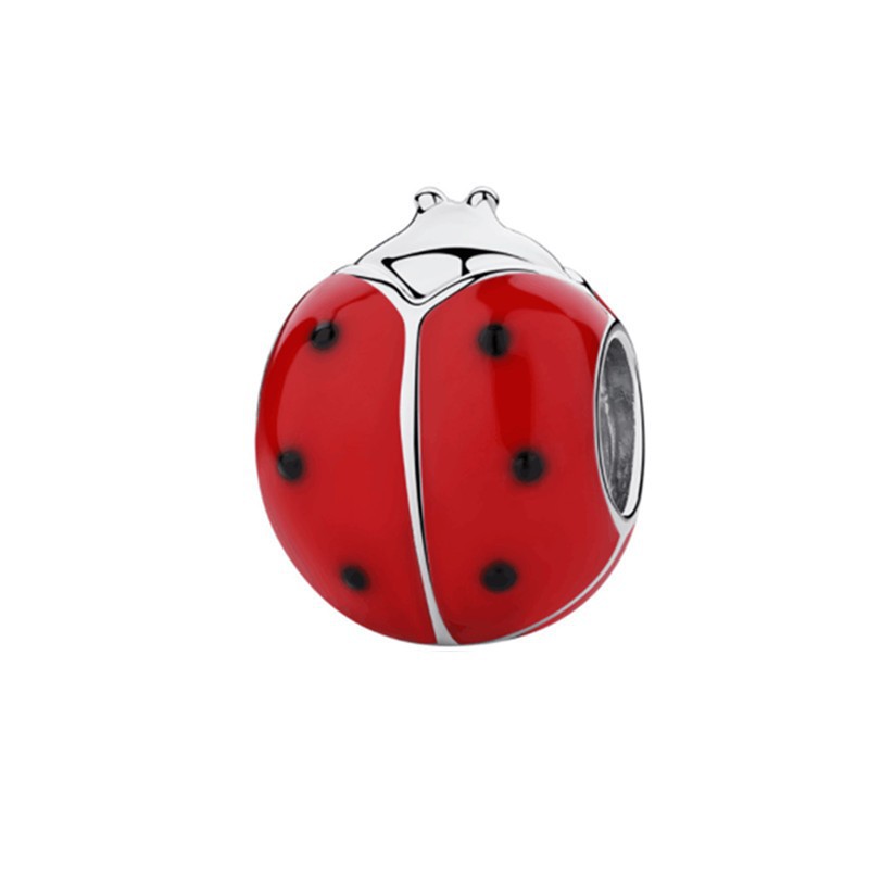 S925 sterling silver bead DIY pendant ladybug