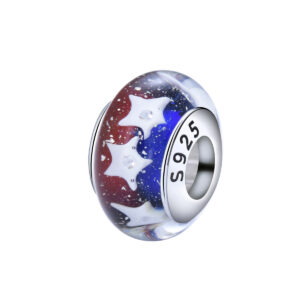 S925 sterling silver bead DIY pendant with pentagram glass spacer beads