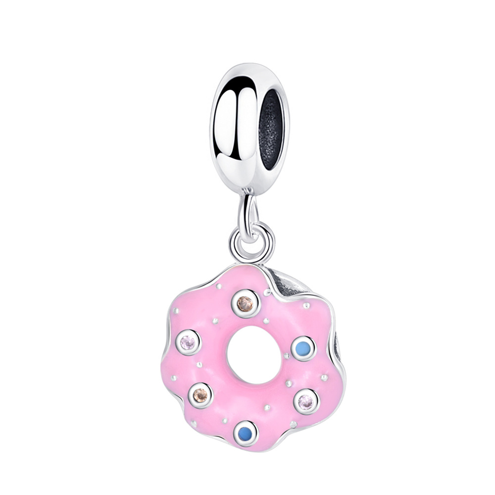 S925 sterling silver bead DIY pendant donut