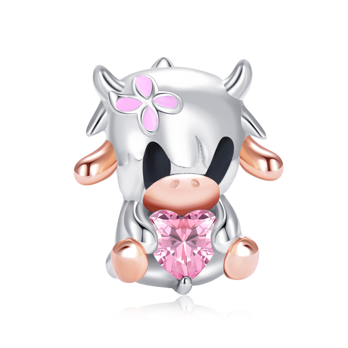 S925 sterling silver bead DIY pendant for small cows