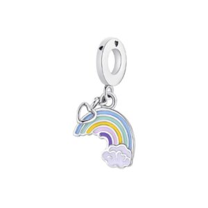 S925 sterling silver bead DIY pendant rainbow