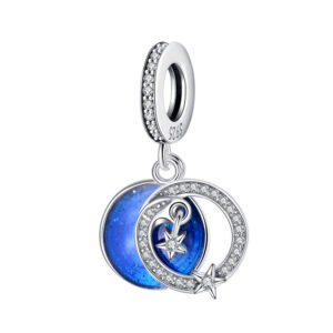 S925 sterling silver bead DIY pendant with dazzling starry sky